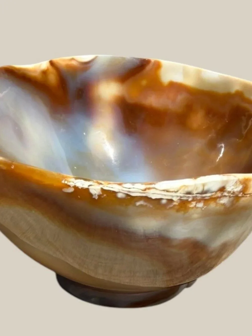 Vintage West Germany Banded Agate Stone Bowl 4.5